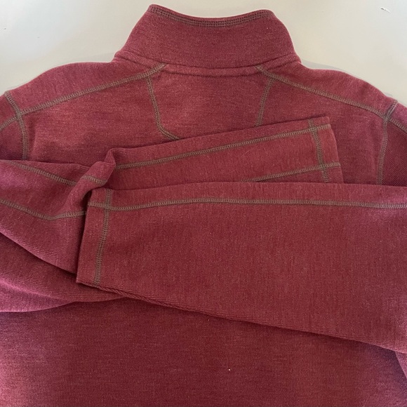 Eddie Bauer Mens Collared 1/4 Front Zip Long Sleeve Maroon Thermal Size Large - Picture 9 of 13